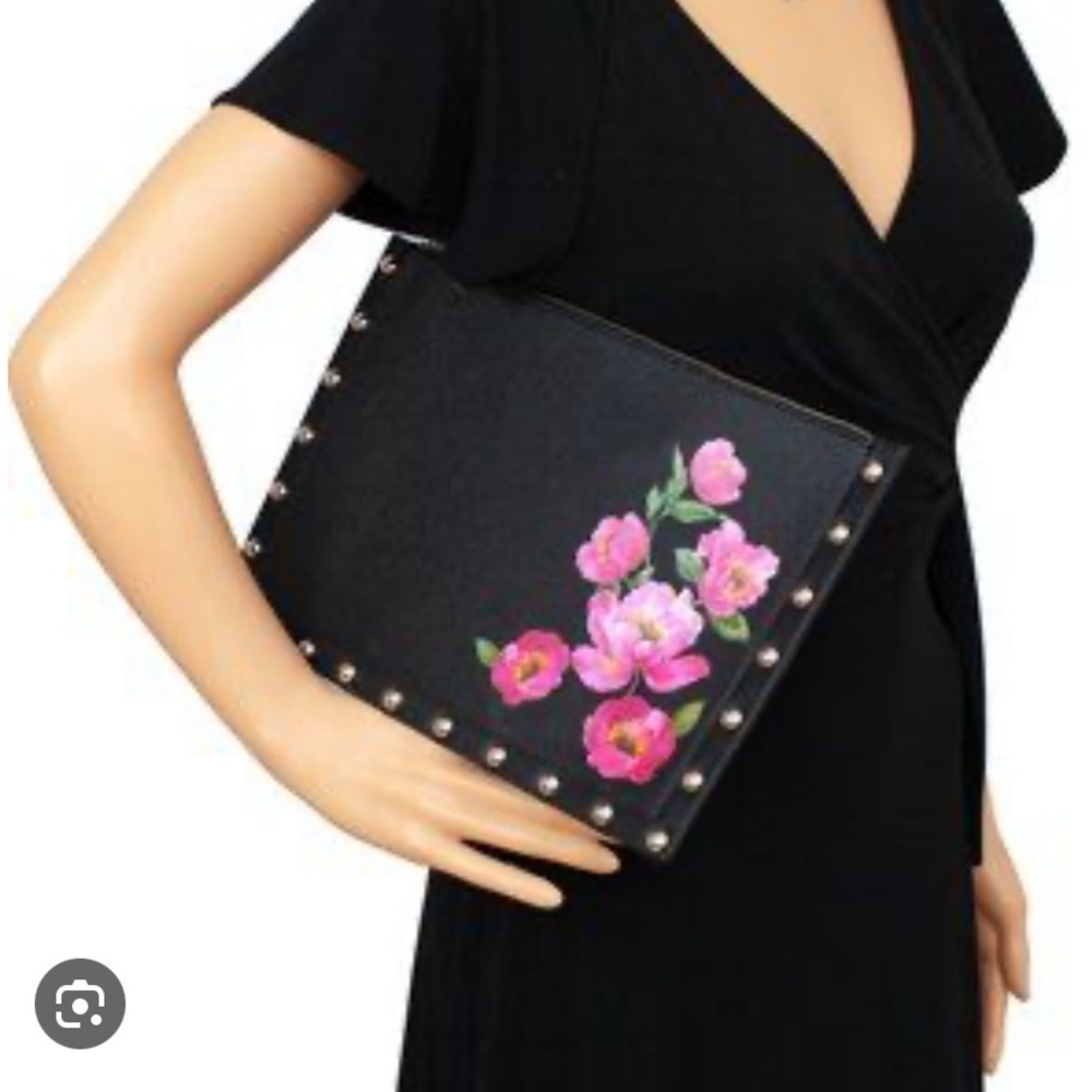 NWT White House Black Market Floral  Studded Clutch